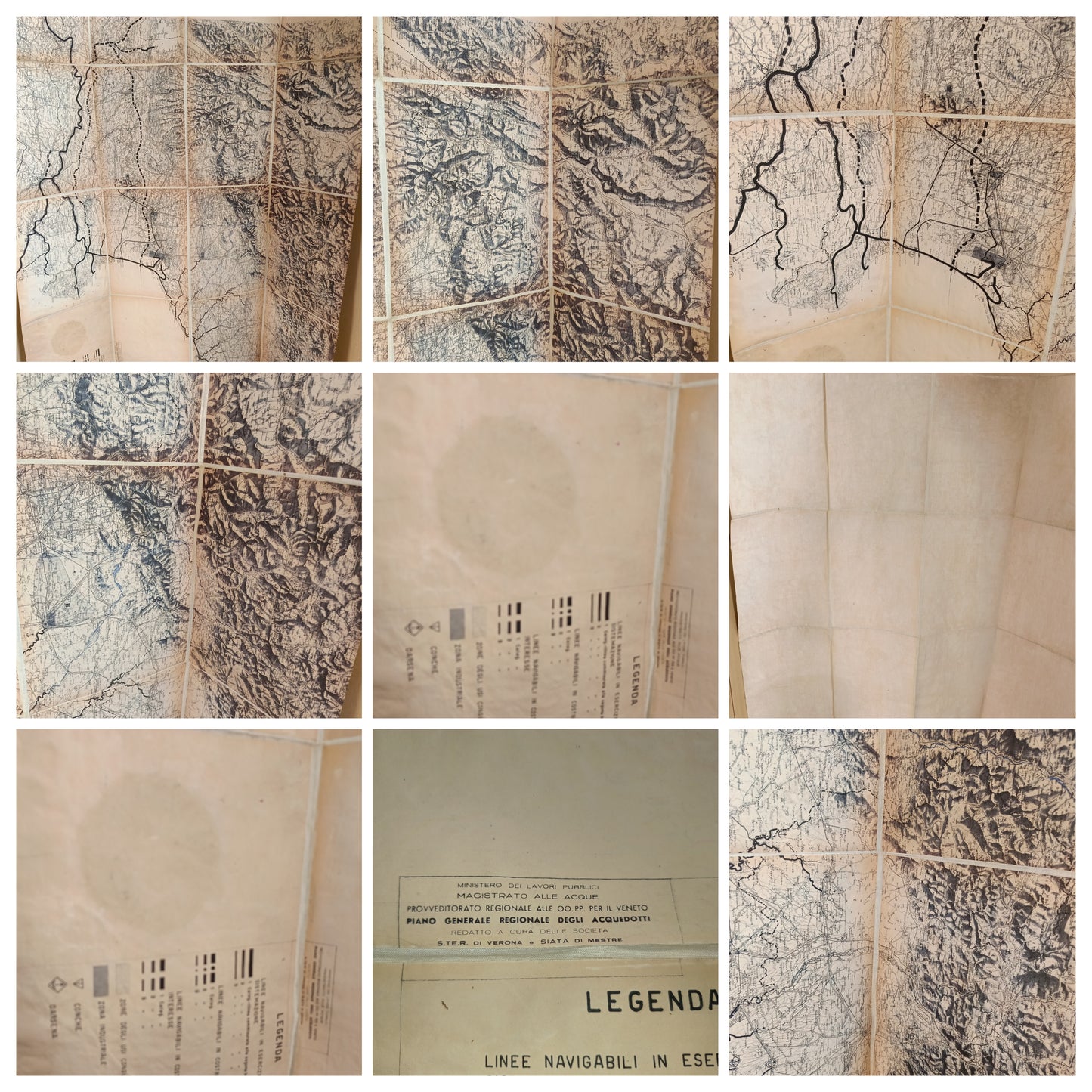 Antica Cartina Telata Magistrato Delle Acque Venezia E Zone Limitrofe Scala 1:200.000