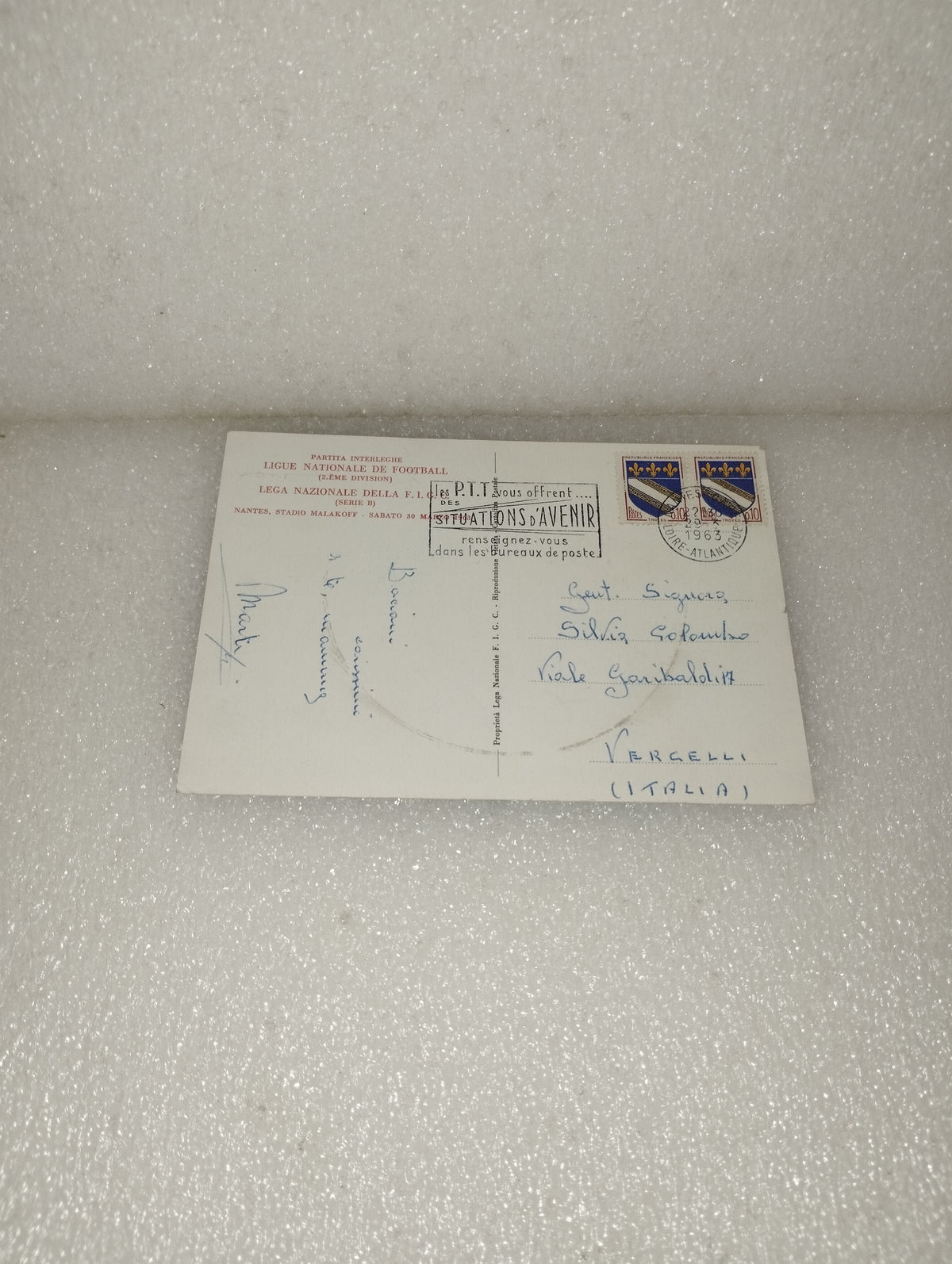 Cartolina Calcio Ligue Nationale de Football Nantes Stade Malakoff 1963
Viaggiata