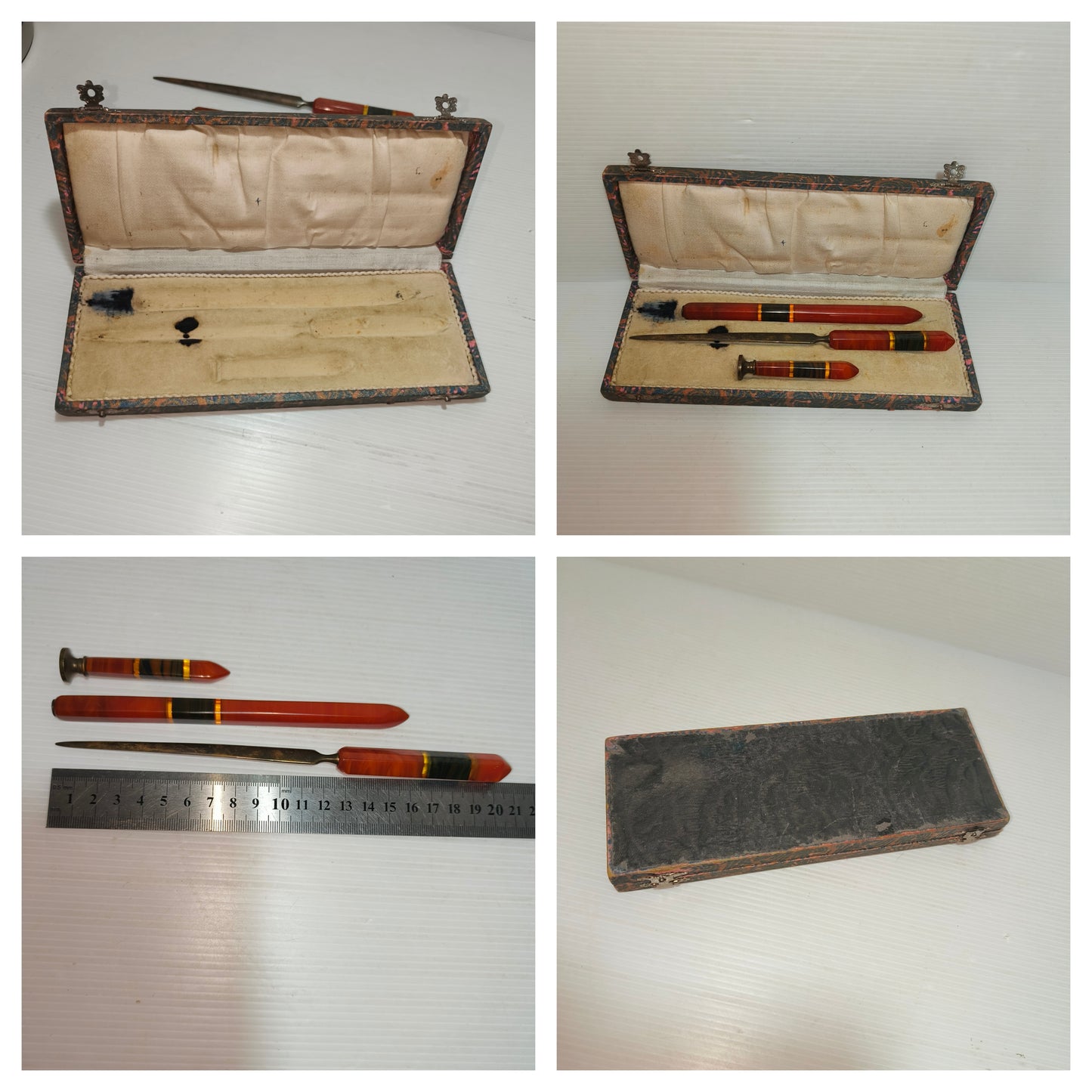 Set da scrivania antico in ambra e bachelite