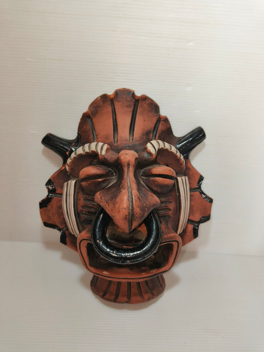 Maschera tribale in argilla America Del Sud Cachoba vintage, LEGGI BENE