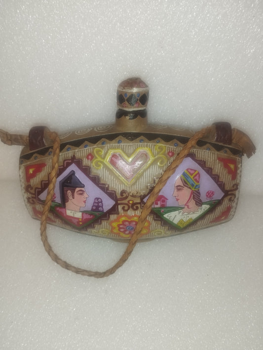 Arte Sarda Borraccia In Ceramica Decorata Vintage