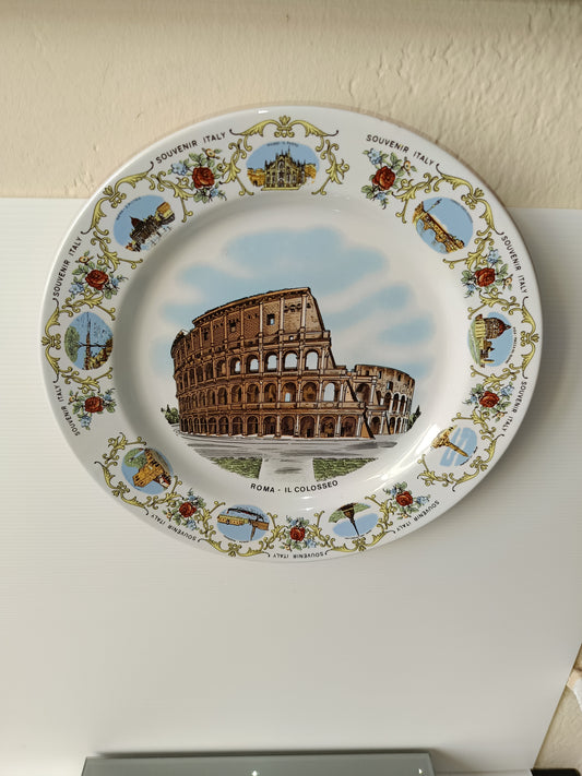 Piatto Roma il Colosseo Souvenir Vintage in porcellana