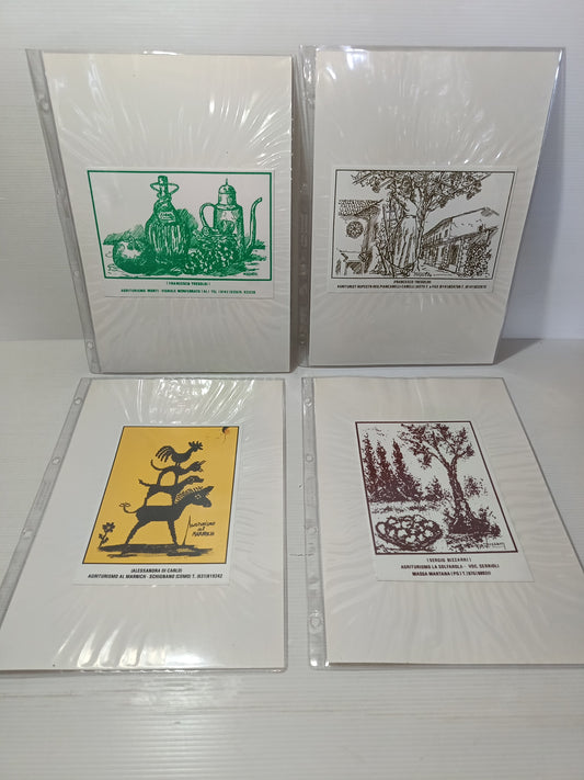 4 Targhe In Plastica Flessibile Su Cartoncino Vintage