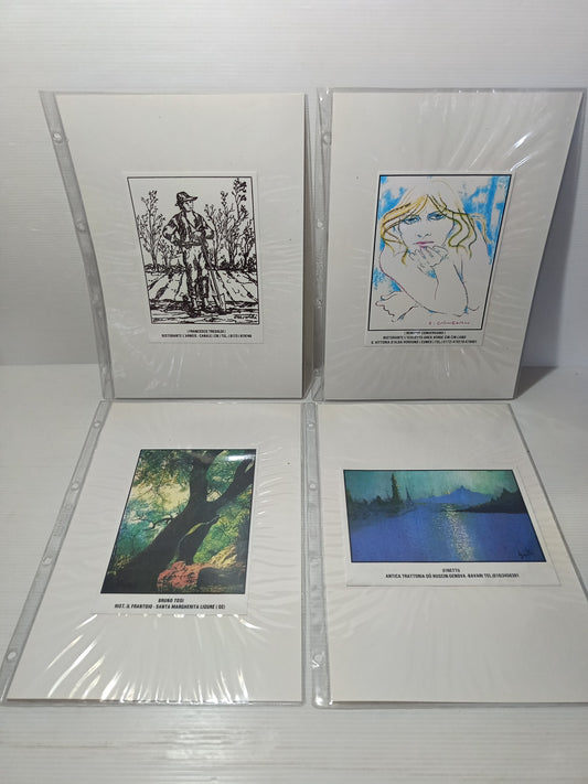 4 Targhe In Plastica Flessibile Su Cartoncino Vintage