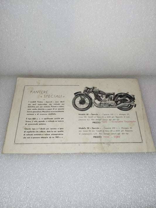 Opuscolo pubblicitario Moto Pantere Speciali
Originale dell'epoca