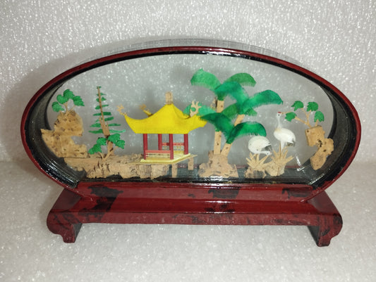 Piccolo Diorama Decorativo Cinese Vintage