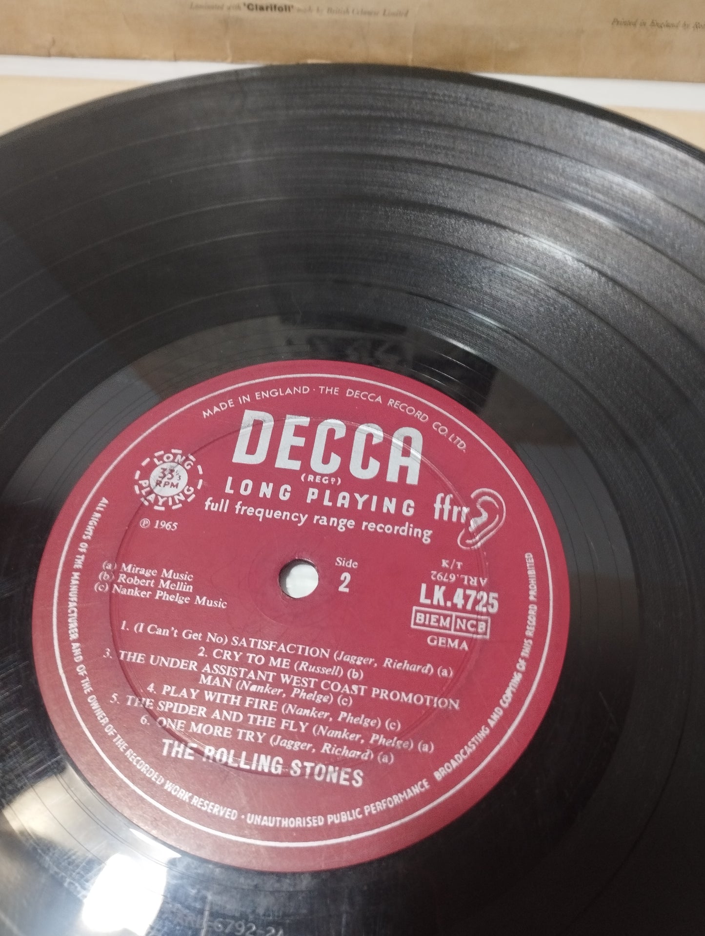 Out Of Our Heads The Rolling Stones Lp Edito nel 1965 da Decca
Mono Cod.LK 4725