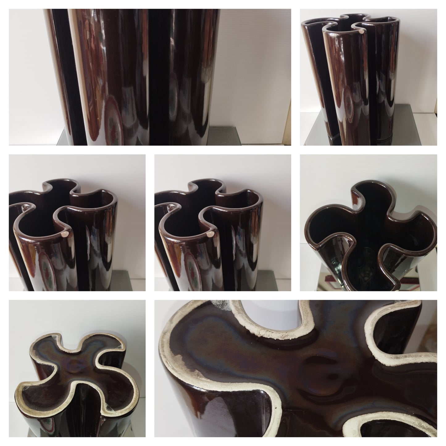 Vaso In Ceramica Marrone Gabbianelli Design Franco Bettonica
Anni 60/70
Stile Space Age