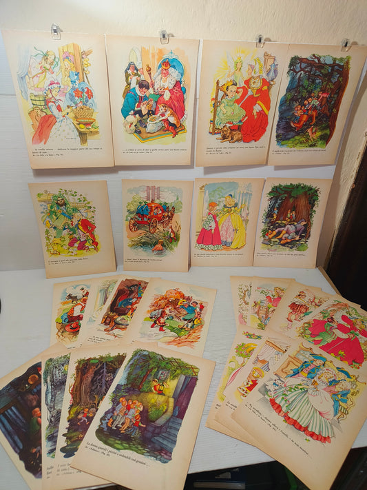 Pagine illustrate fiabe tratte da libro Anni 50