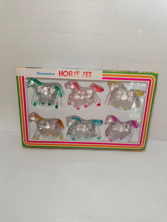 Set di cavalli decorativi in plastica anni 70