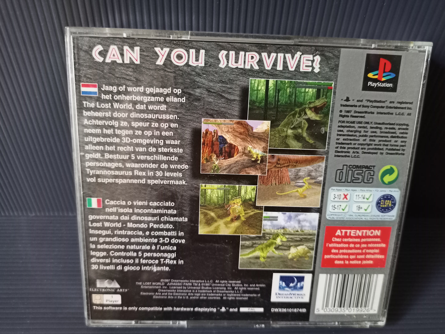 Videogioco The Lost World Jurassic Park per PS1