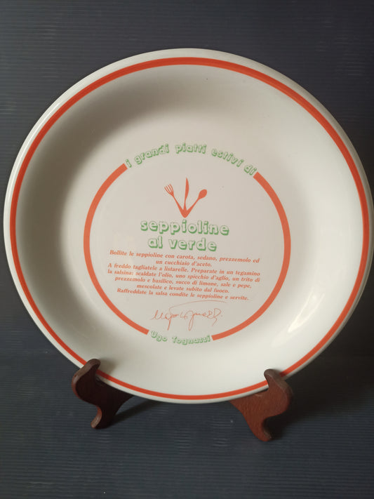 Piatto I Grandi Piatti Estivi Di Ugo Tognazzi Seppioline al verde, anni 80
