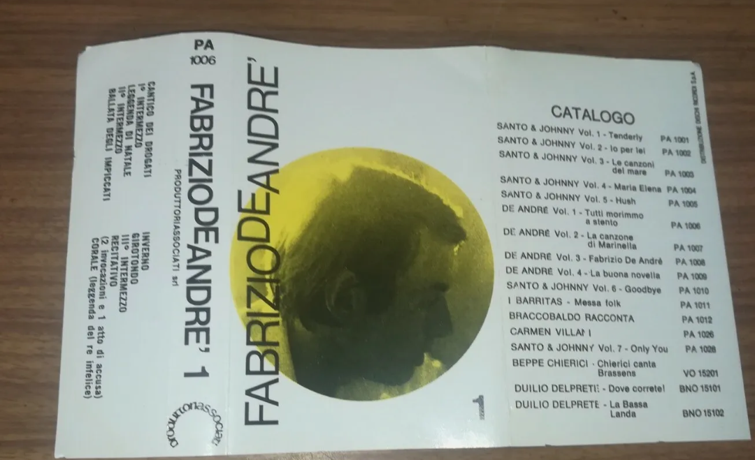 "Fabrizio De Andre' 1" Music Cassette Associated Producers