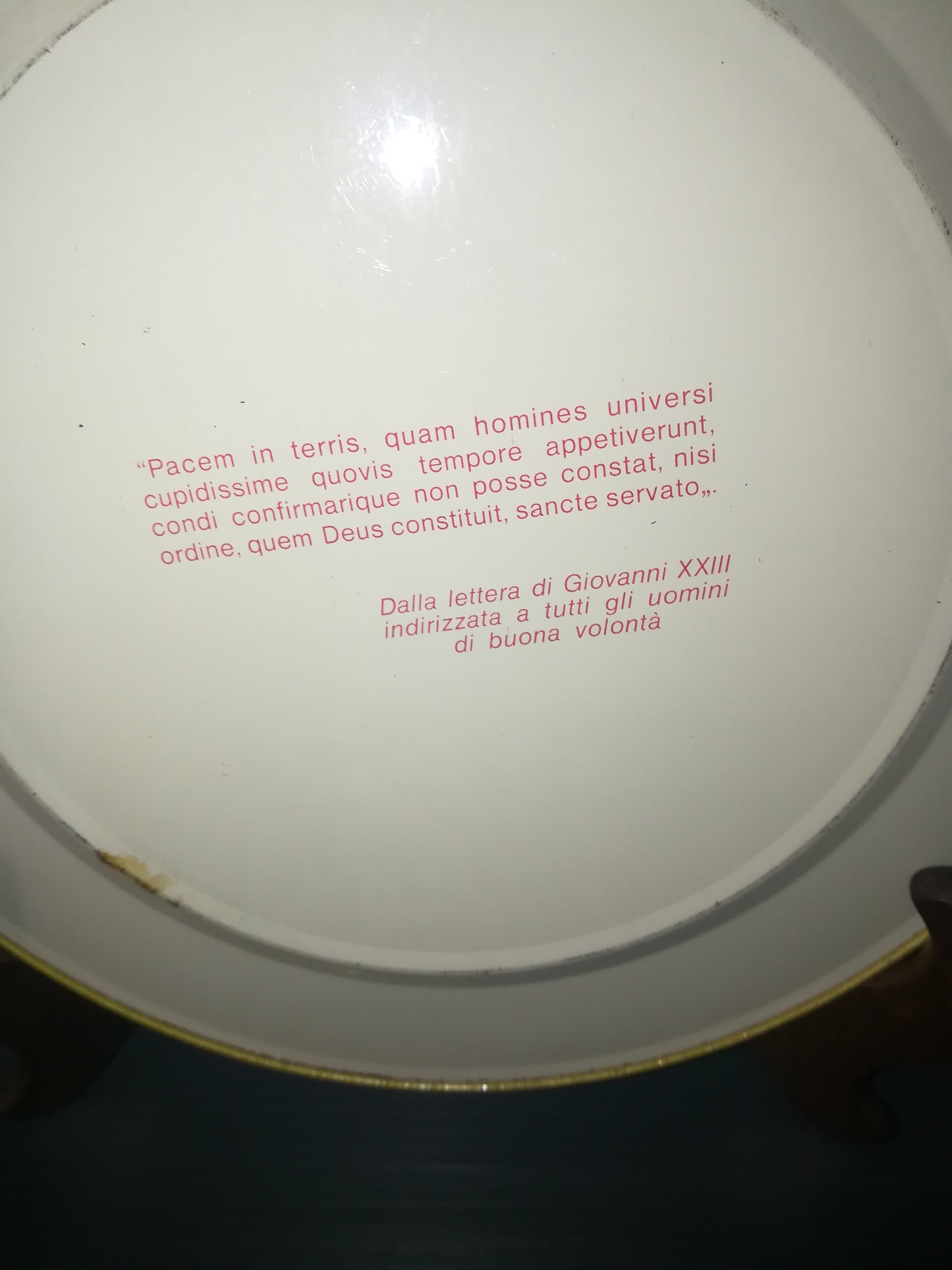 Piatto Stemma Papale Papa Giovanni XXIII in Latta