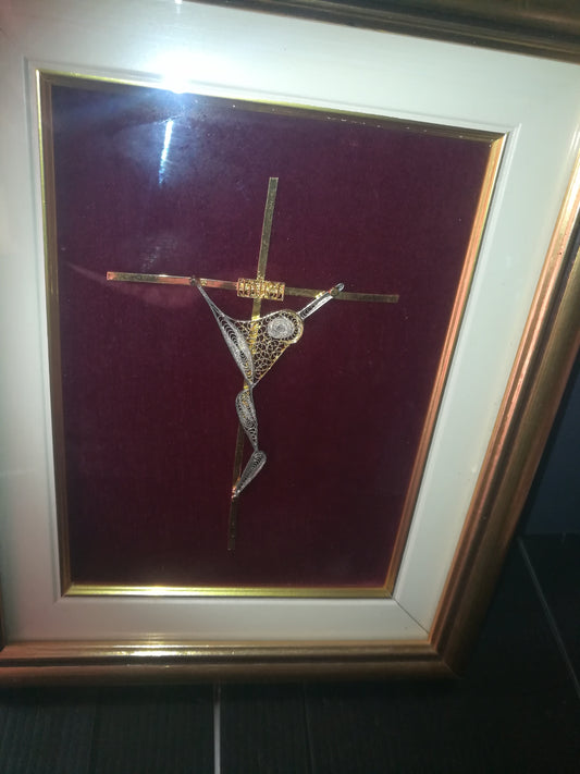Picture With Crucifix In Silver Filigree