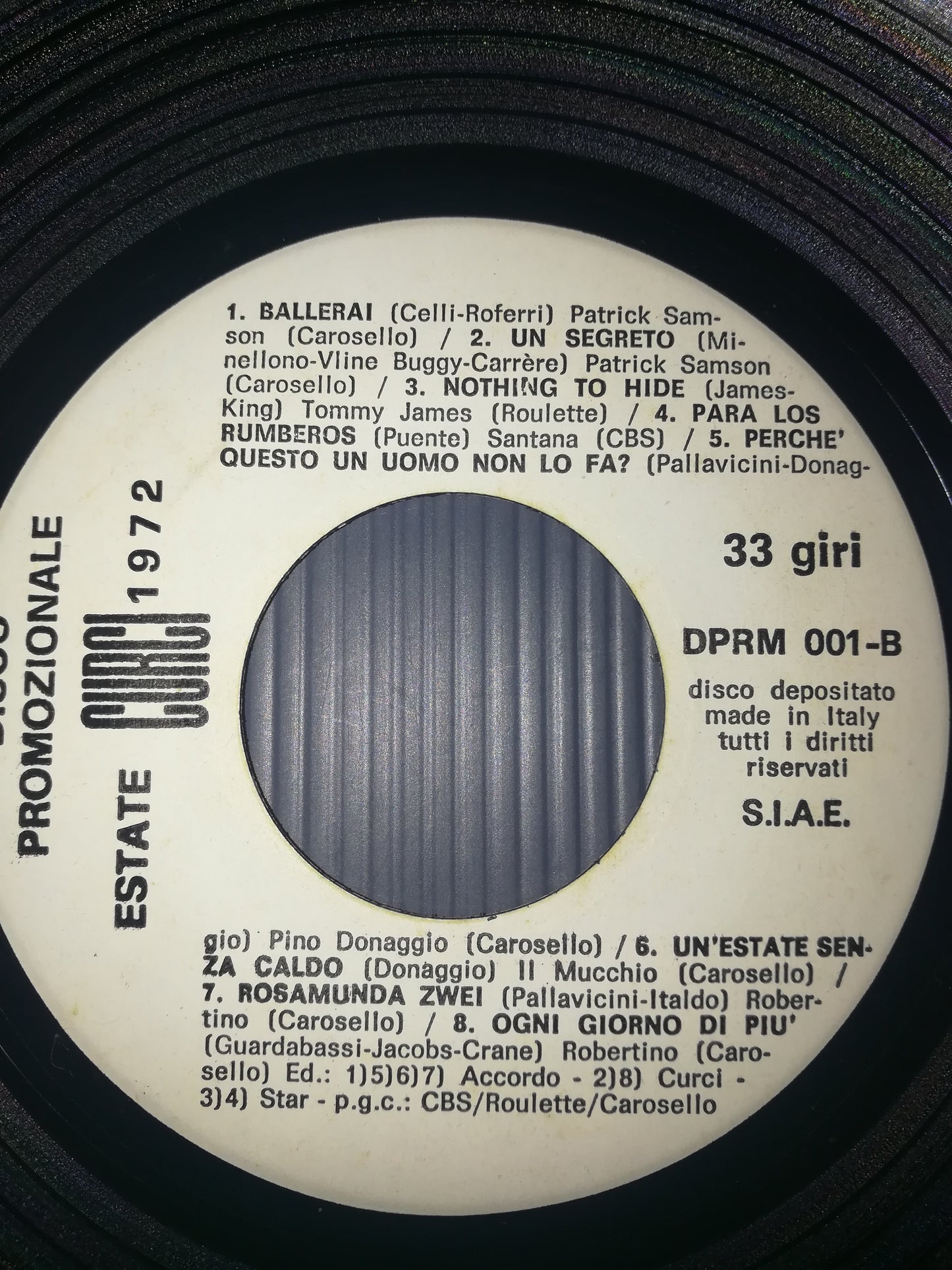 Promotional Disc Curci Summer 1972