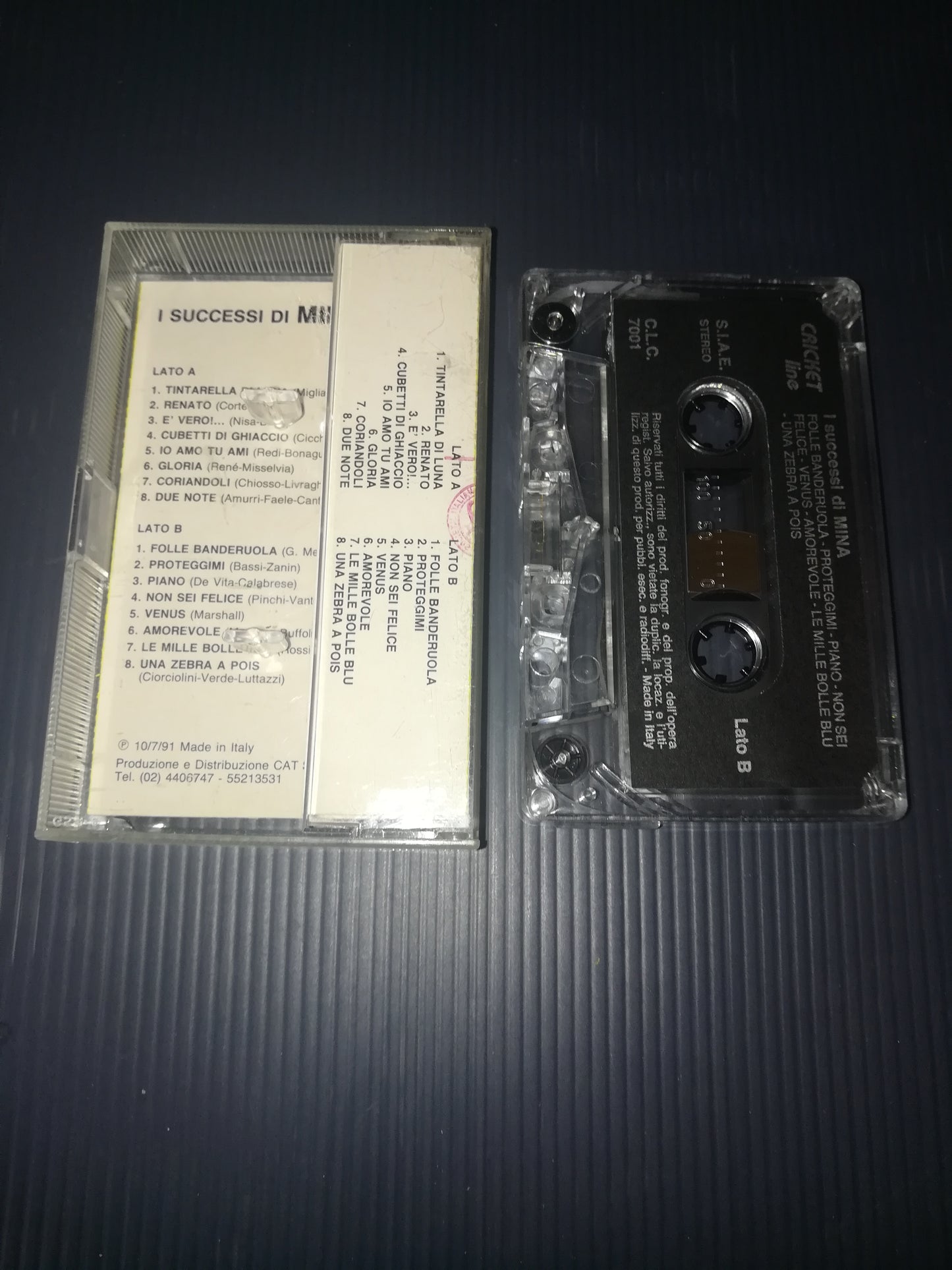 Mina's Successes" Musicassette
Published in 1991 by Cricket SIAE Stereo code CLC7001