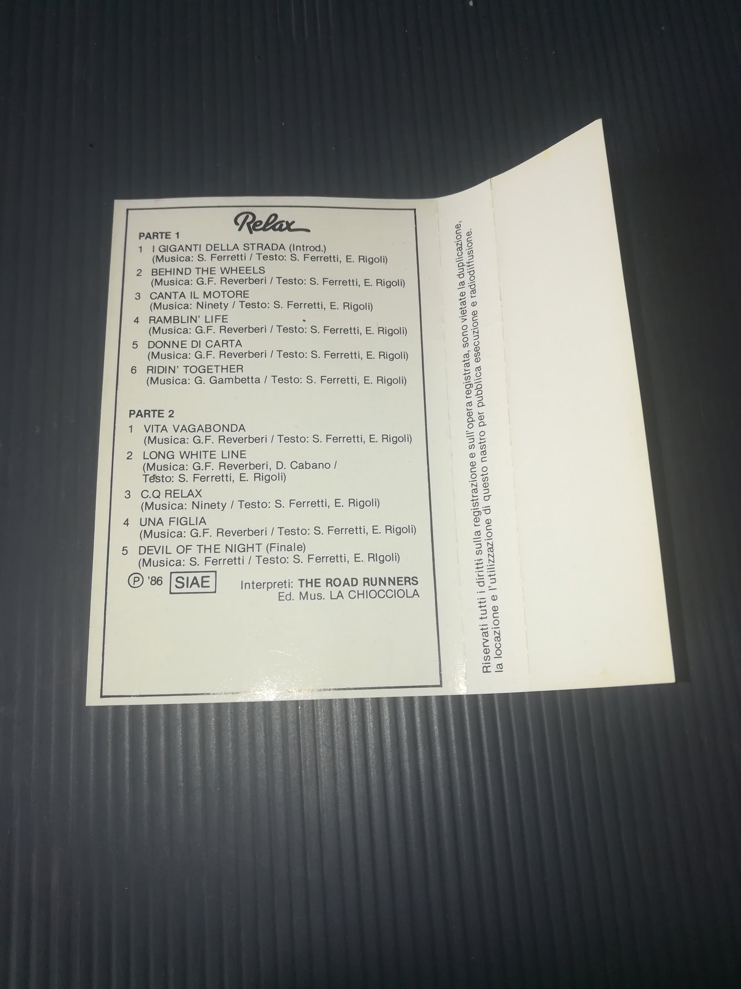 The Road Runners In Relax" The Road Runners Musicassetta