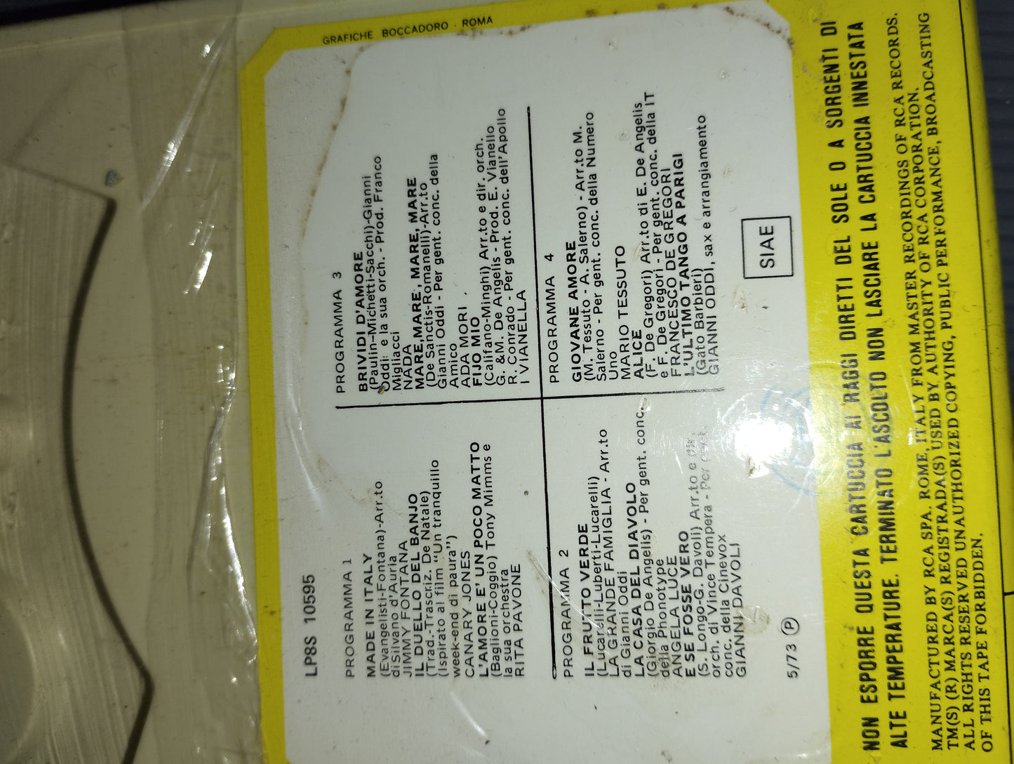 Tempo D'estate" Cantanti Vari Cassetta Stereo 8 RCA