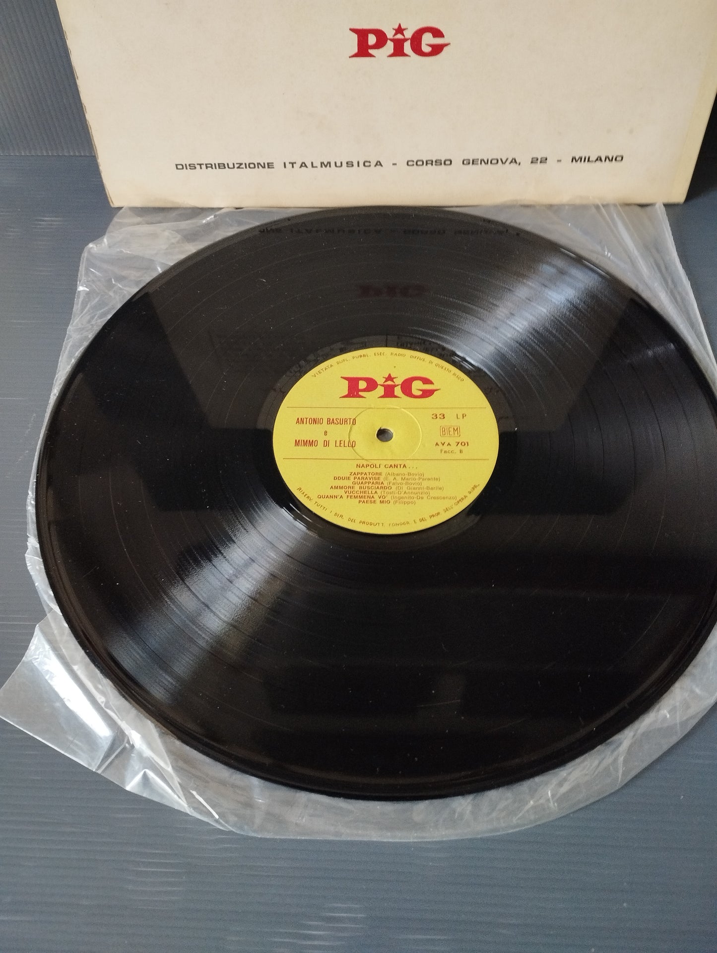 Napoli Sings..." A.Basurto/M.Di Lello LP 33 rpm
Published by Pig code AVA 701