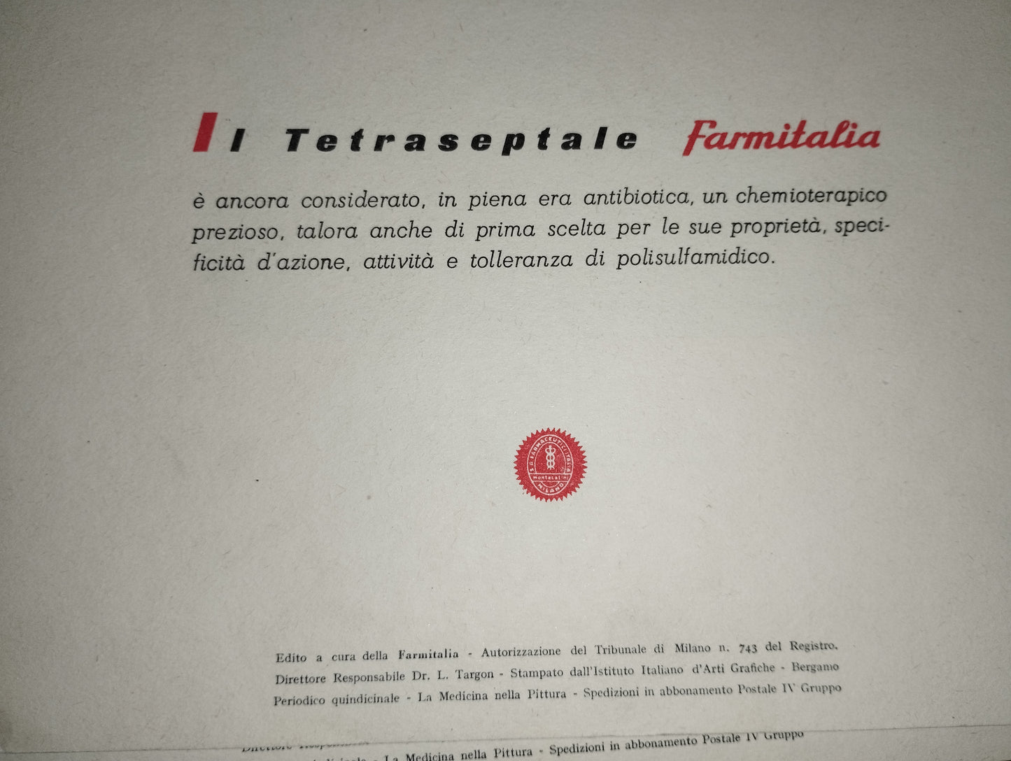 La Medicina Nella Pittura
Raccolta completa di 24 Tavole
Omaggio della Farmitalia