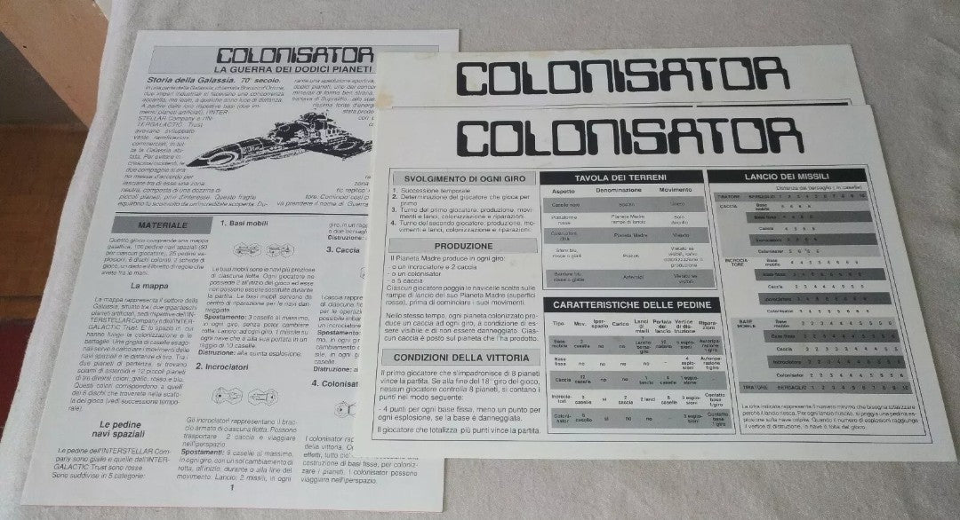 Gioco da tavolo Colonisator, la guerra dei Dodici Pianeti della Euro Games, originale anni 80