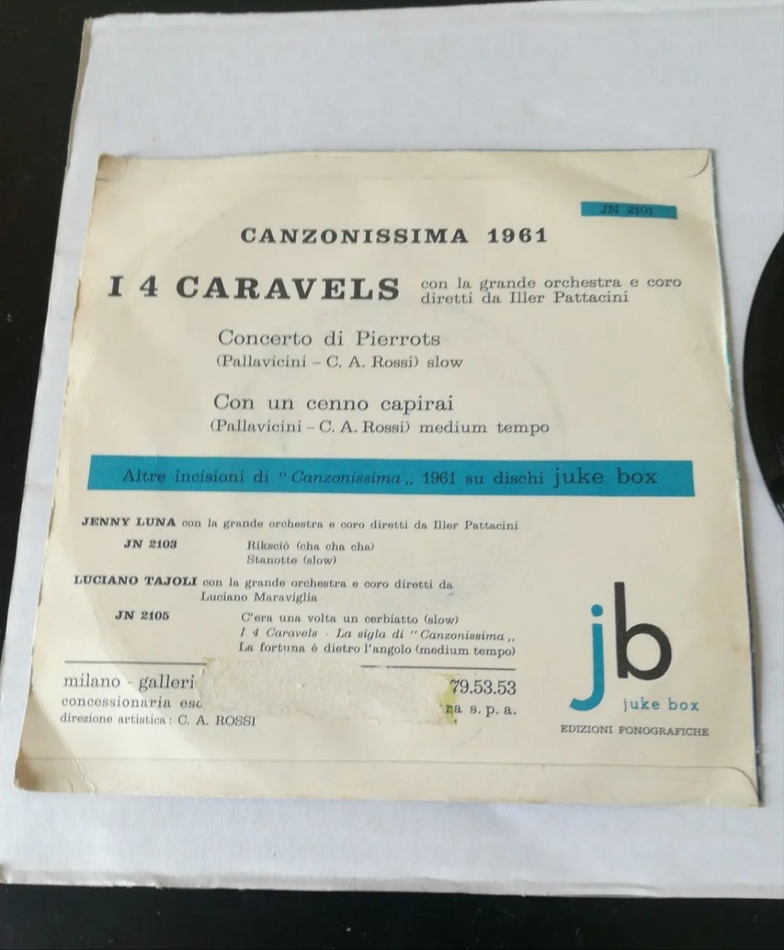 45 rpm "Pierrots Concert / With a nod you will understand" by I 4 Caravels