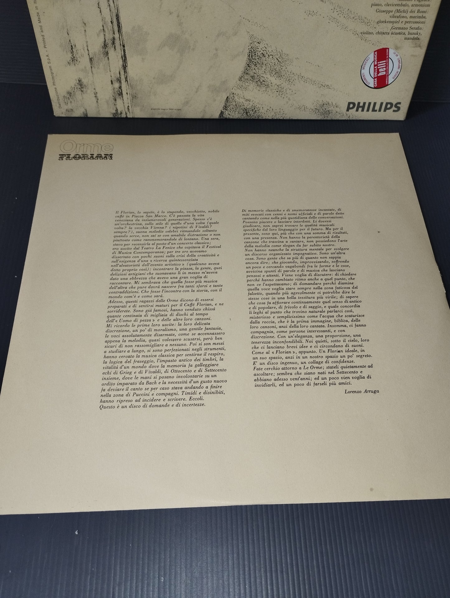 Florian" Le Orme Lp 33 Giri Edito nel 1979 da Philips cod.6323 086