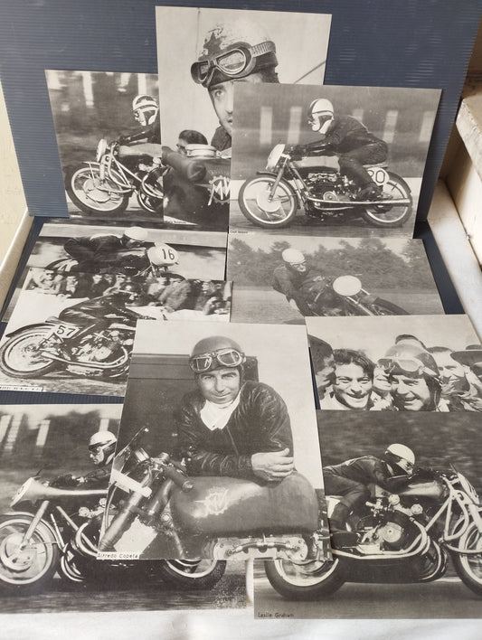 Lot of 10 Antique Prints of Motorcycle Riders