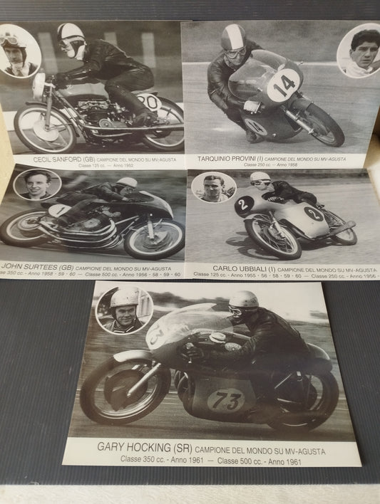 Lot of 5 antique photographs of motorcyclists