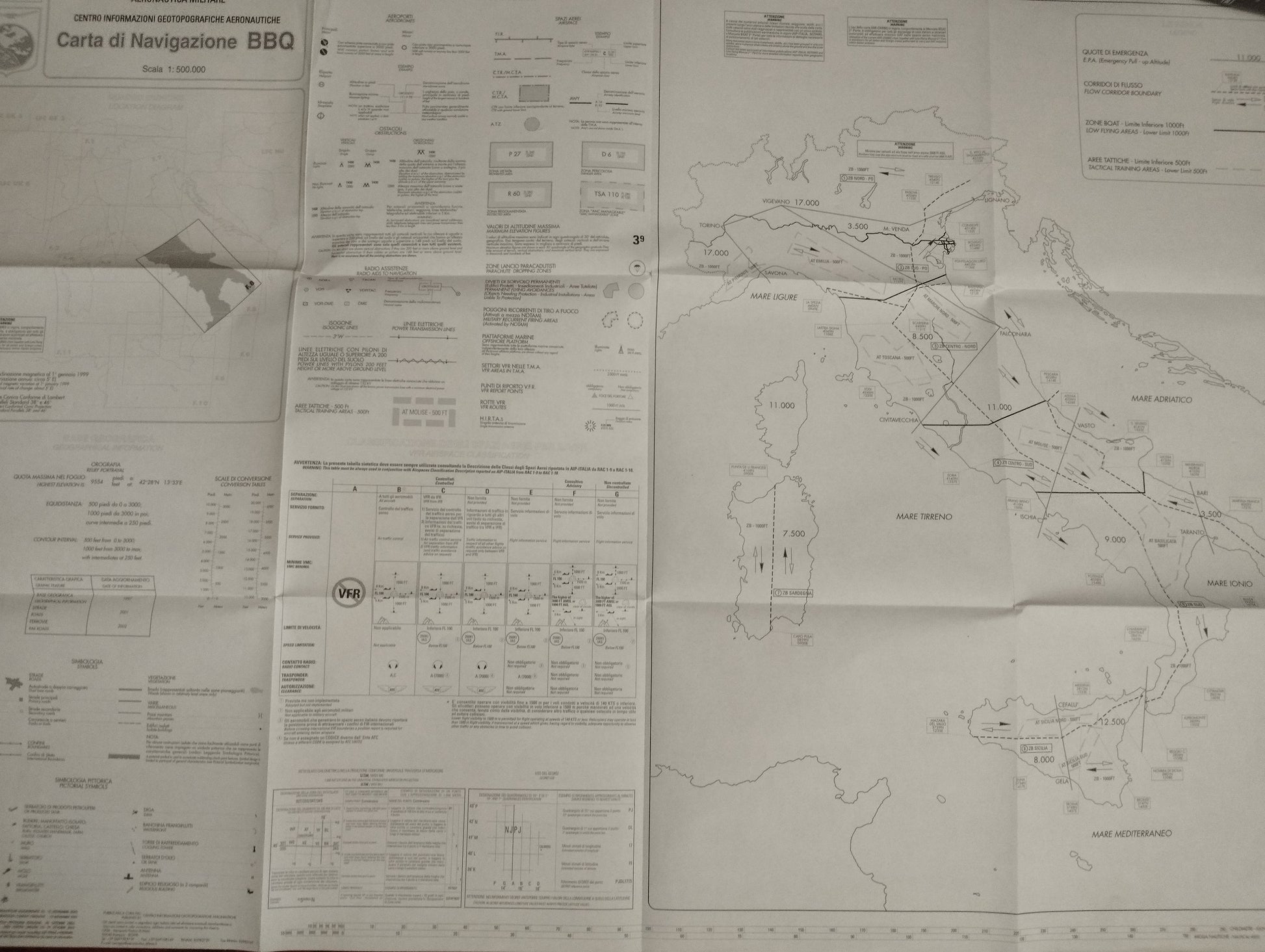 Ciga Aeronautica Militare BBQ Navigation Chart Scale 1 500 000 ciga-aeronautica-militare-bbq-navigation-chart-scale-1-500-000