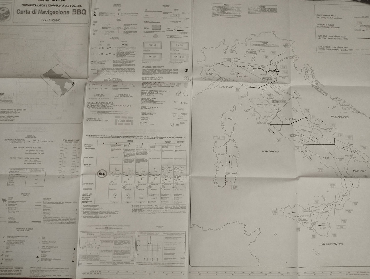 Ciga Aeronautica Militare BBQ Navigation Chart
 Scale 1:500,000