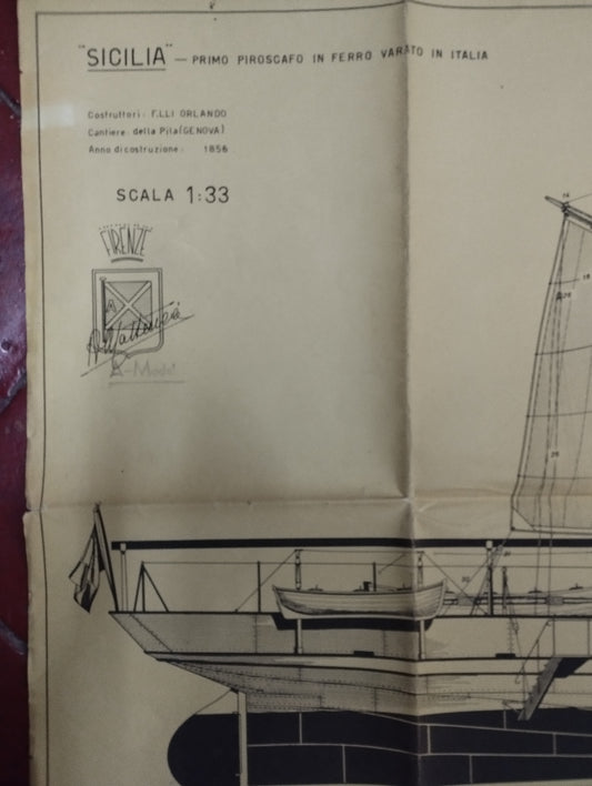 Vintage Sicily Steamer Drawing/Project

 Dimensions approximately 110 x 75 cm