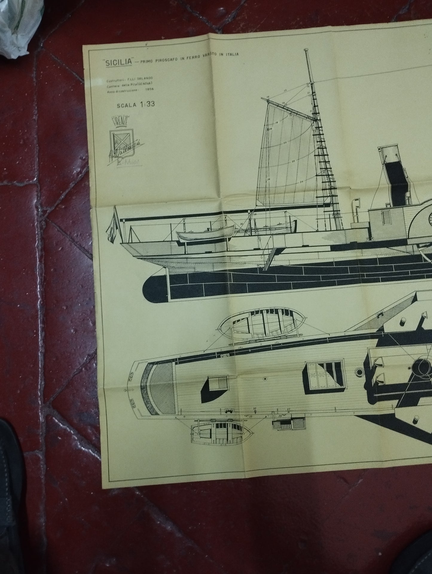 Vintage Sicily Steamer Drawing/Project

 Dimensions approximately 110 x 75 cm