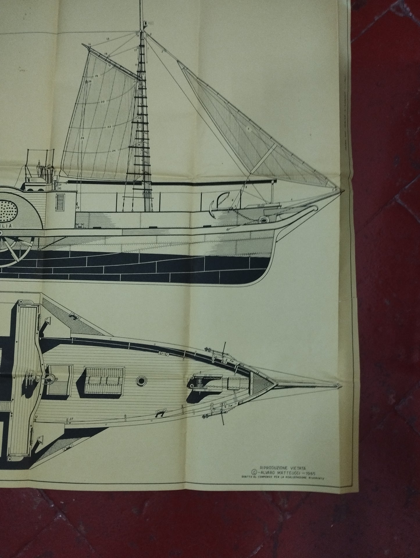 Vintage Sicily Steamer Drawing/Project

 Dimensions approximately 110 x 75 cm