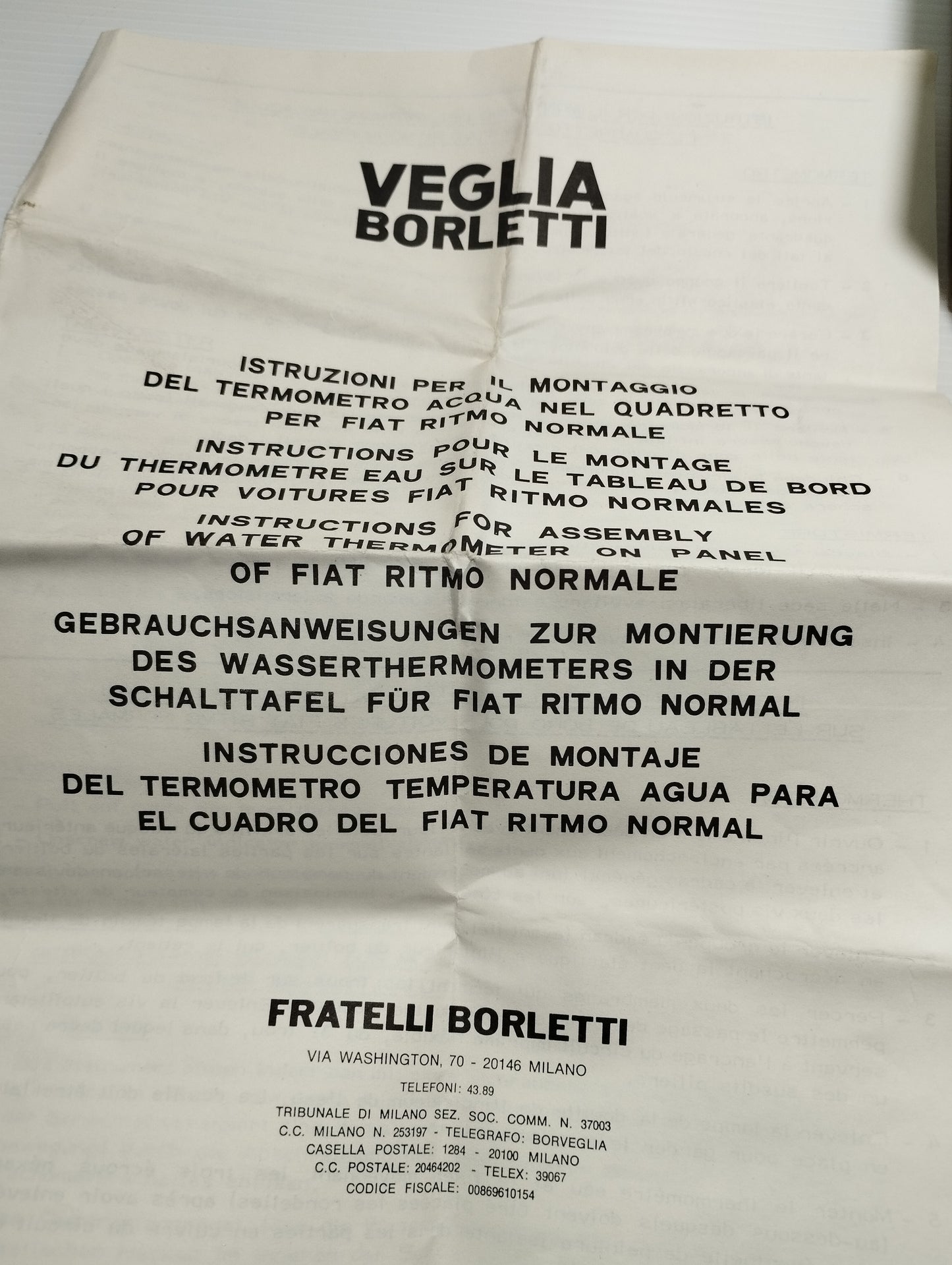 Veglia Borletti Water Thermometer

 Normal Fiat Ritmo