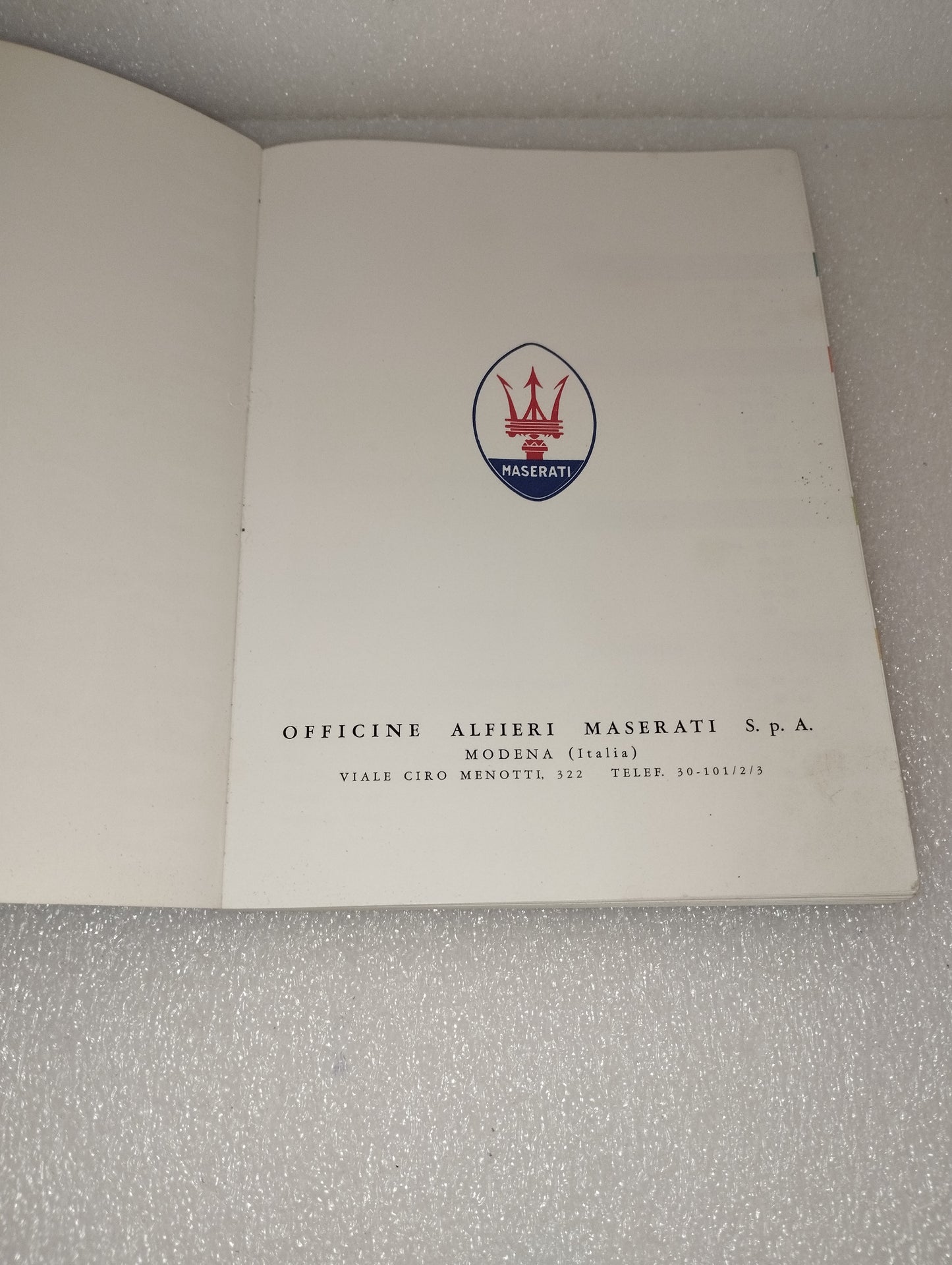 Libretto Uso E Manutenzione Maserati Mistral AM 109

Originale anni 60