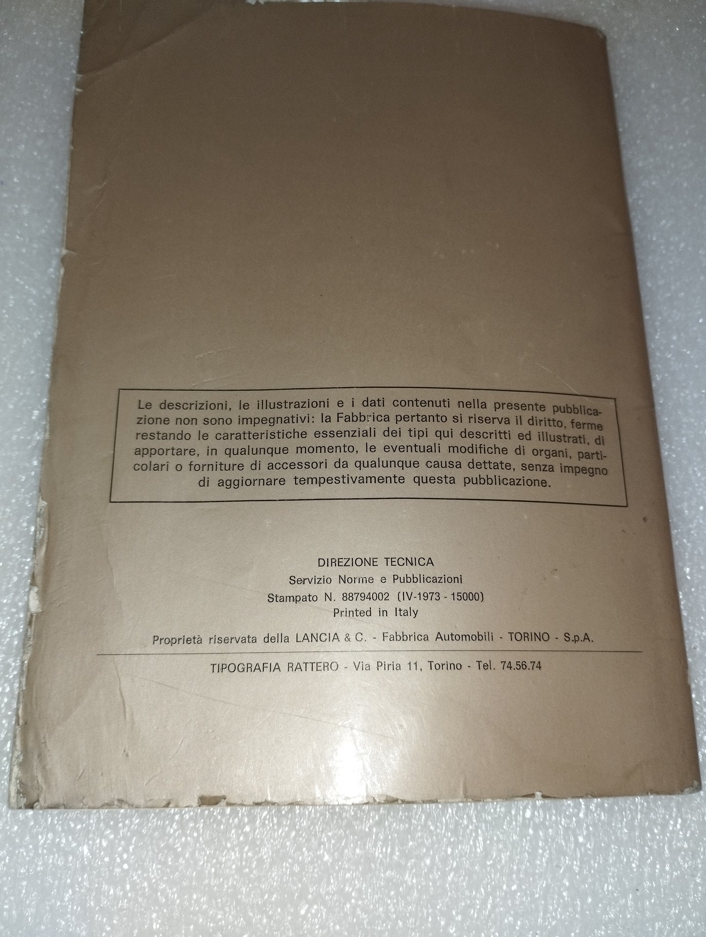 Lancia Beta Use and Maintenance Manual

 Original from 1973