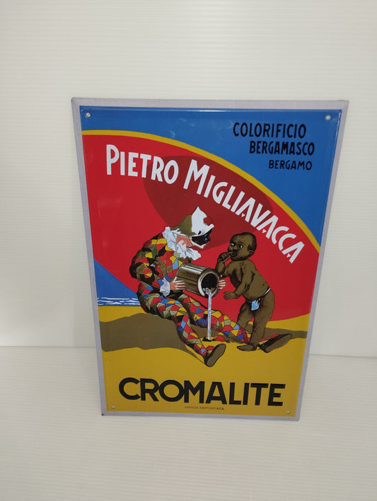 Cromalite Pietro Migliavacca metal plaque

 It's about reproduction