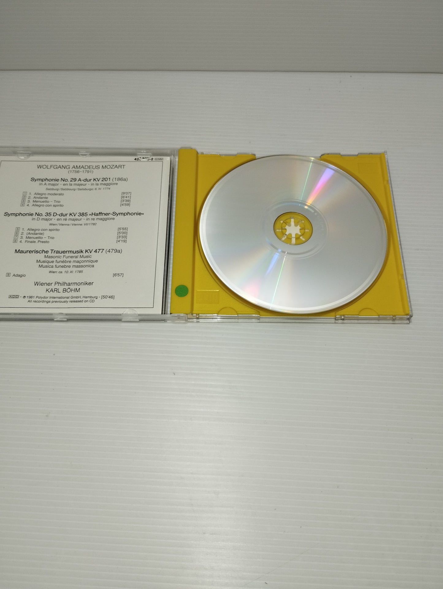 Mozart Symphonien nr 29 &amp; 35 Haffner Karl Bohm CD Deutsche Grammophon