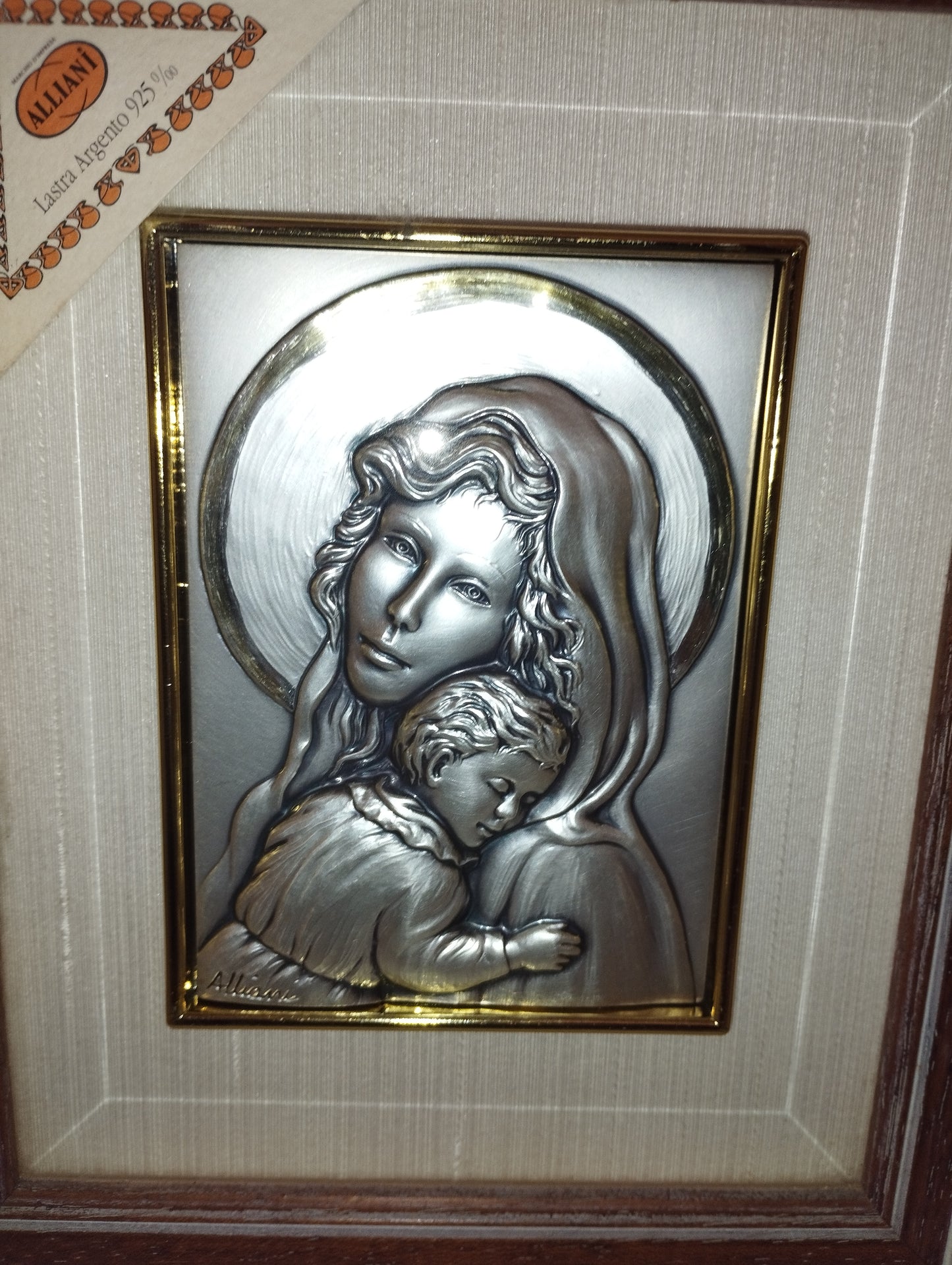 Bas-relief Madonna
 On 925 silver plate
 Alliani