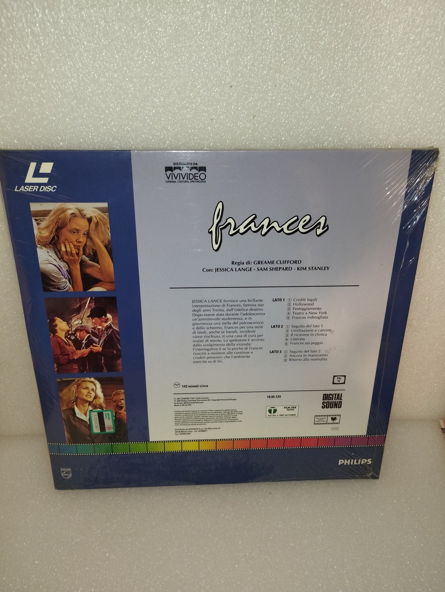 Frances Jessica Lange Film
Laserdisc 2 Dischi Philips