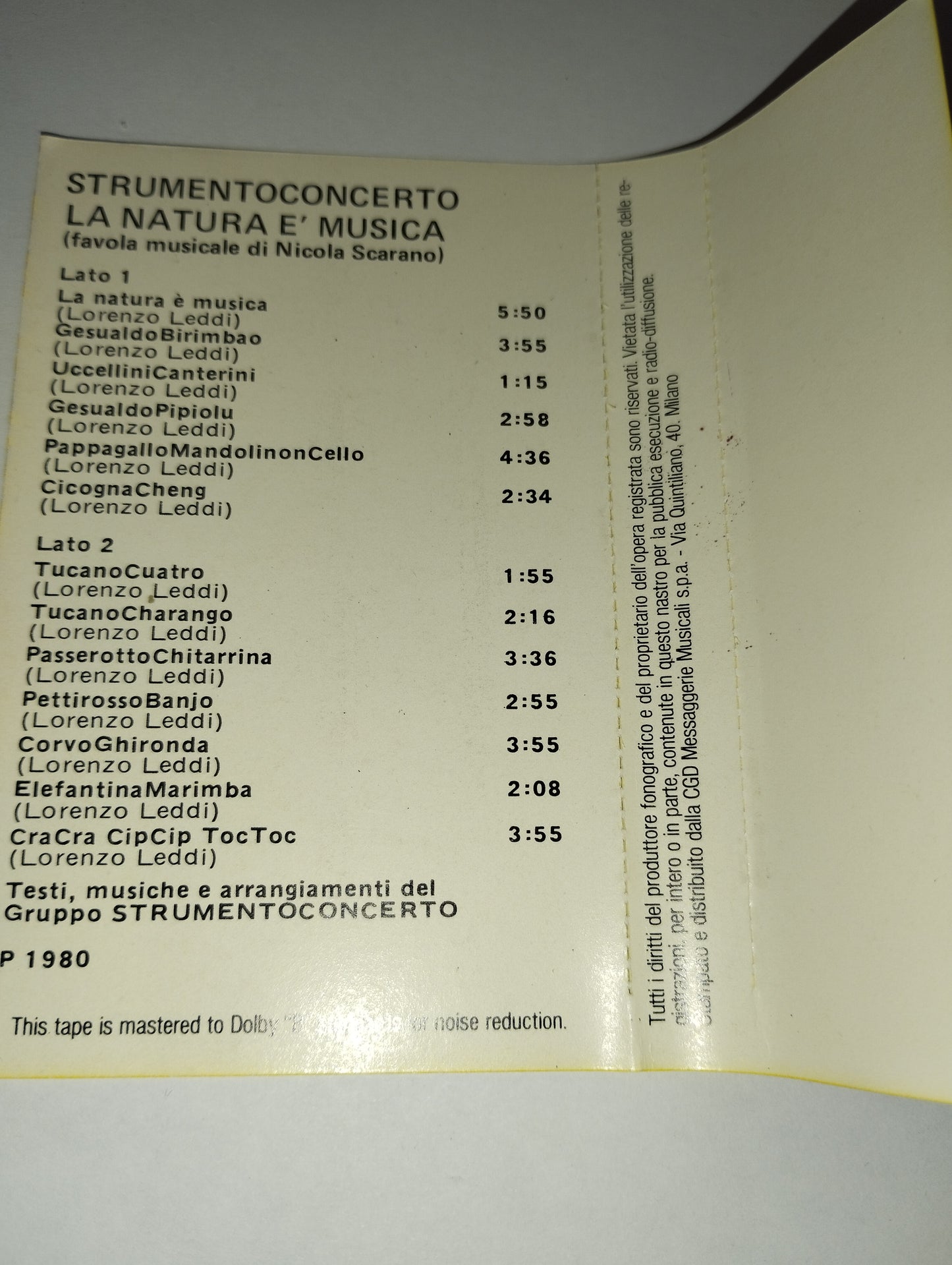 Strumentoconcerto la natura è musica favola musicale di Nicola Scarano Musicassetta