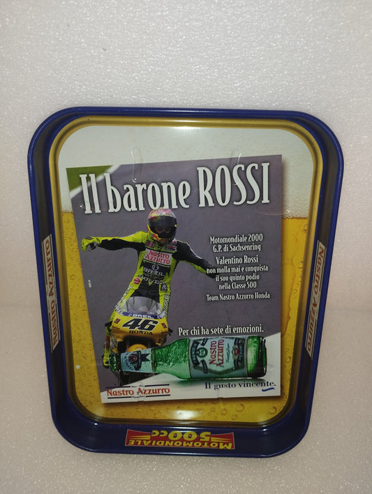 Vassoio Valentino Rossi Birra Nastro Azzurro Motomondiale 500 cc in latta