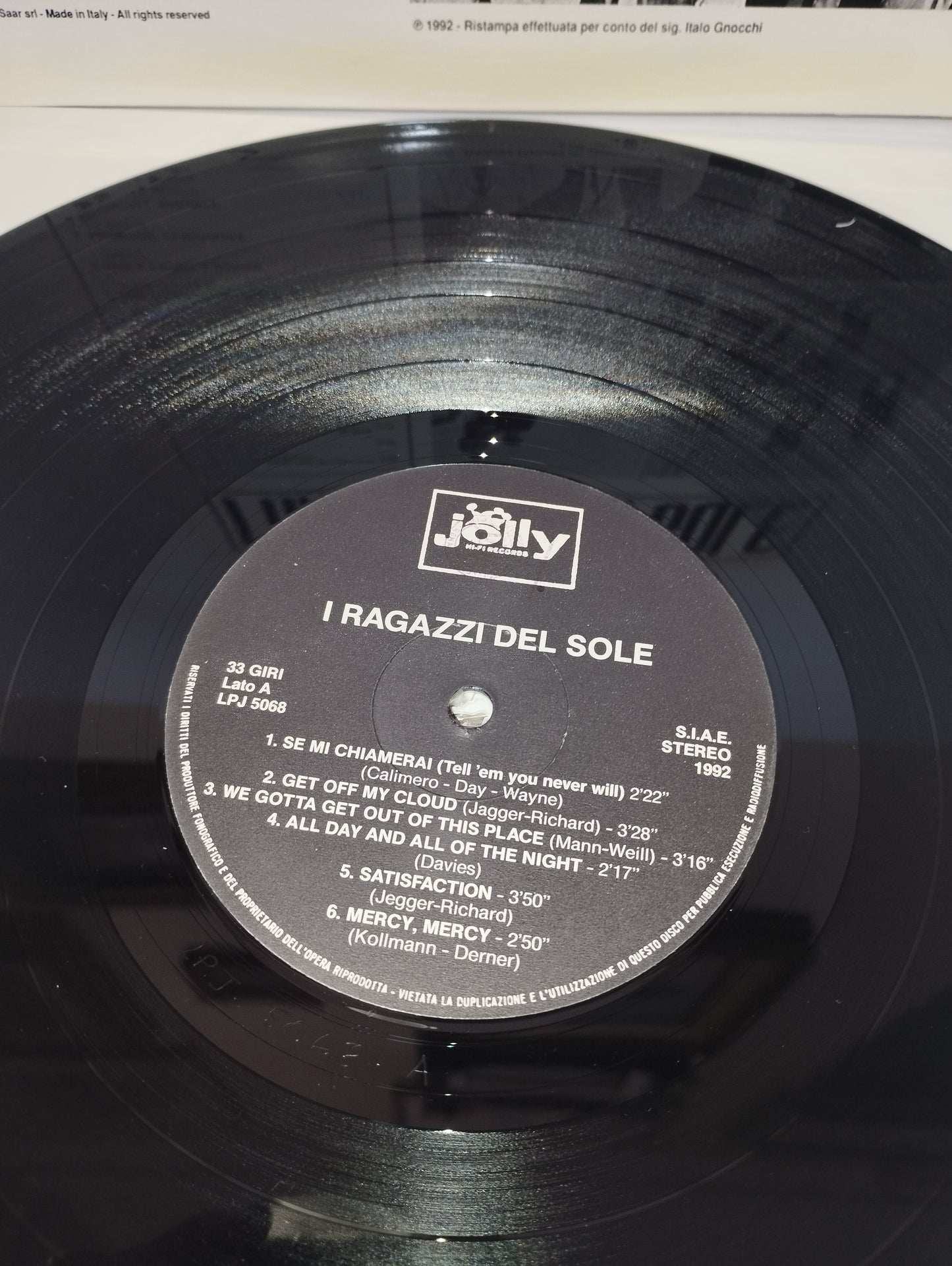 I Ragazzi Del Sole Omonimo LP 33 Giri Ristampa del 1992 Jolly Cod.LPJ 5068