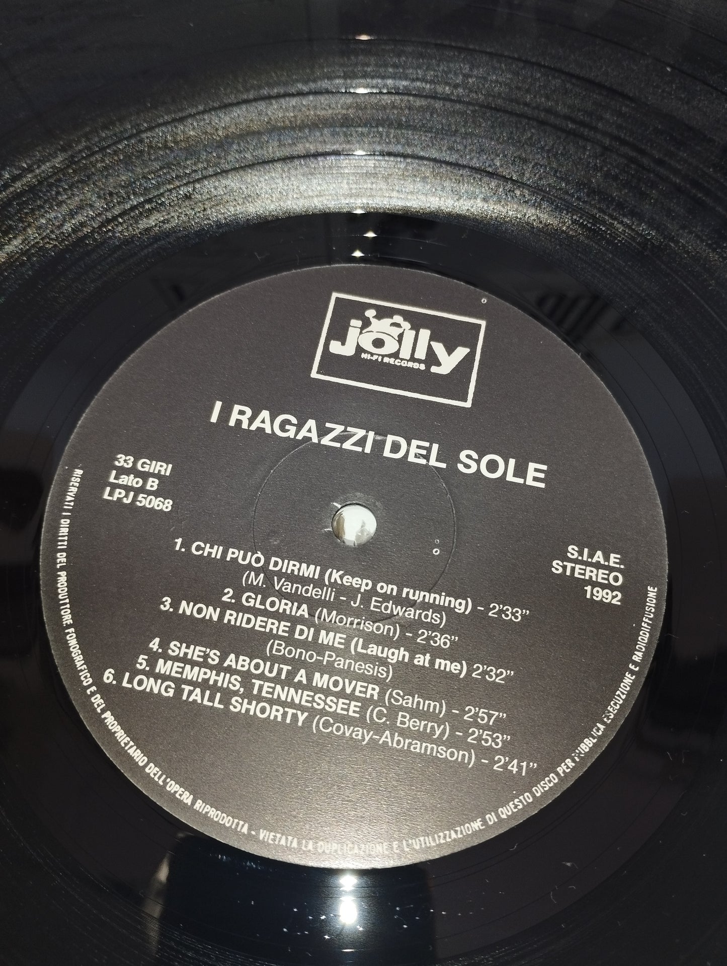 I Ragazzi Del Sole Omonimo LP 33 Giri Ristampa del 1992 Jolly Cod.LPJ 5068