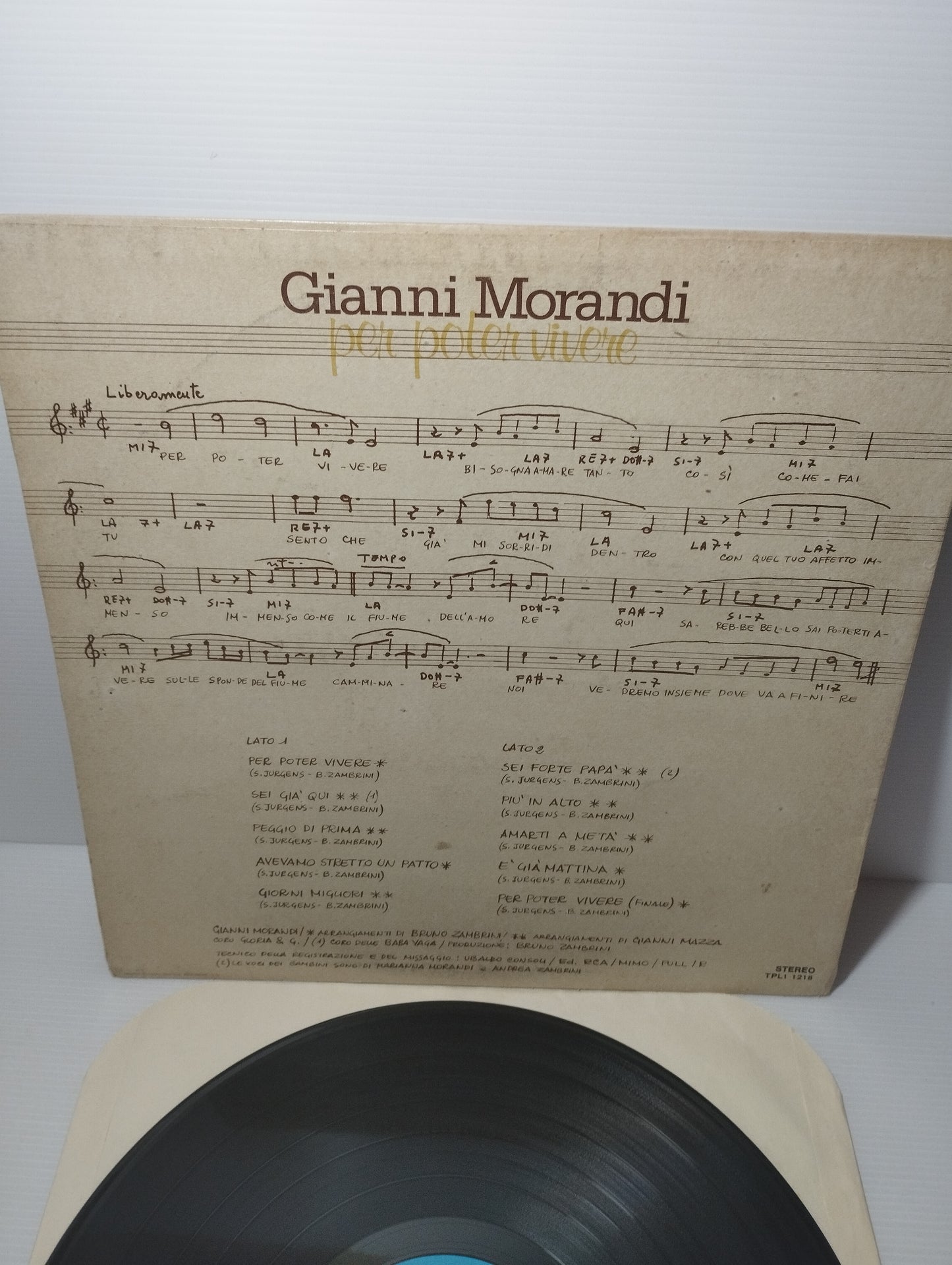 Per poter vivereGianni Morandi lp 33 Giri
Edito nel 1976 da  RCA  Cod.TPL 11218