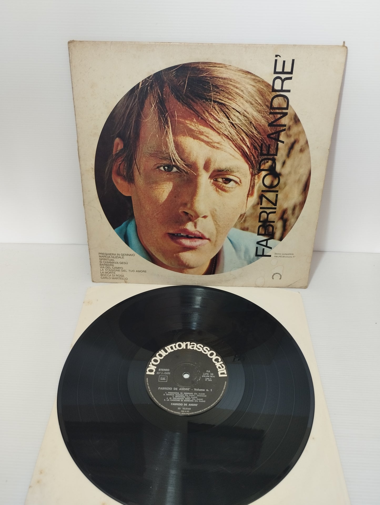 Fabrizio De André Volume 1°" LP 33 giri Edito nel 1970 da Produttori Associati