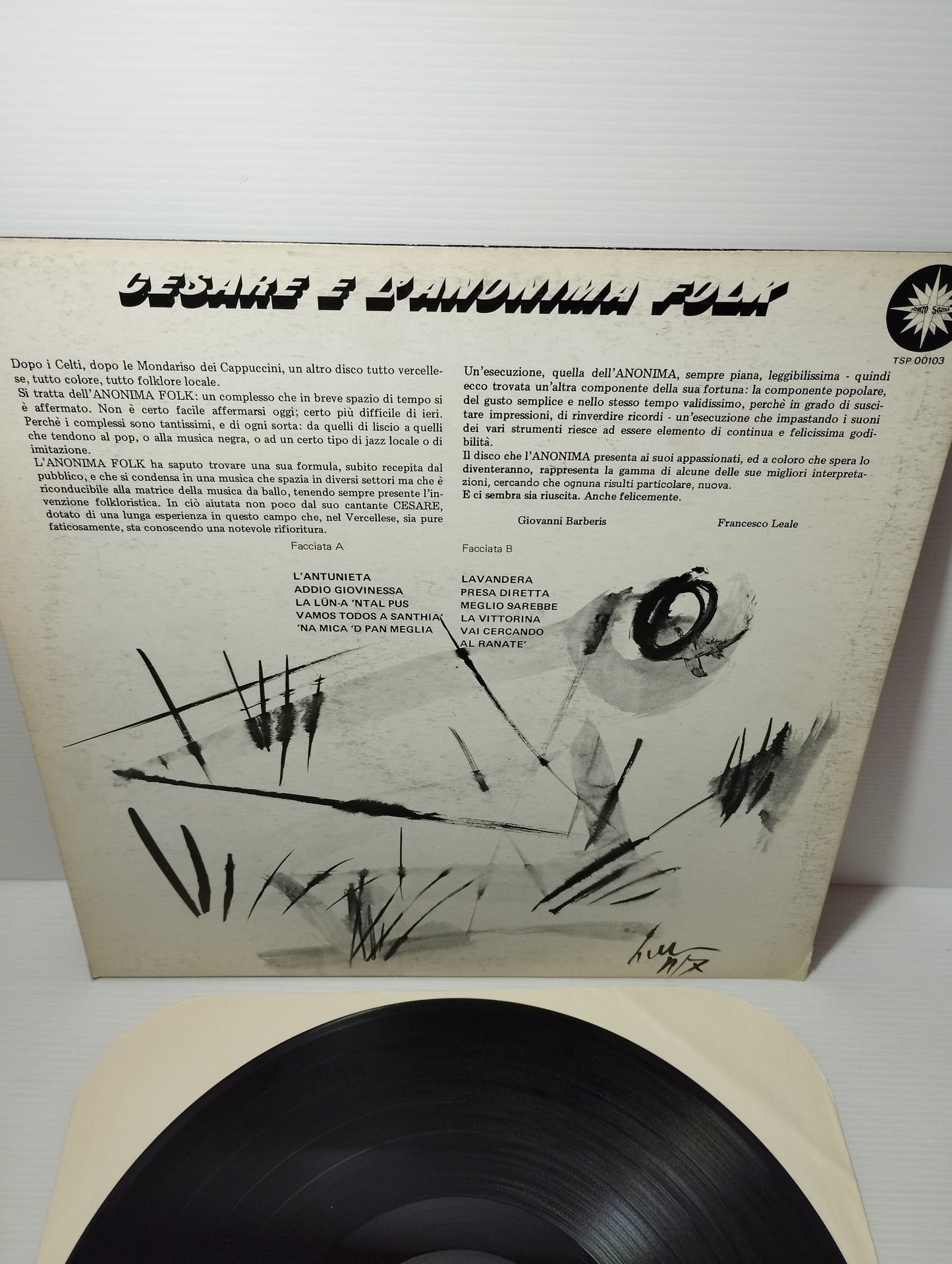 Cesare E L'Anonima Folk LP 33 giri
Edito nel 1979 da  Phono Sound