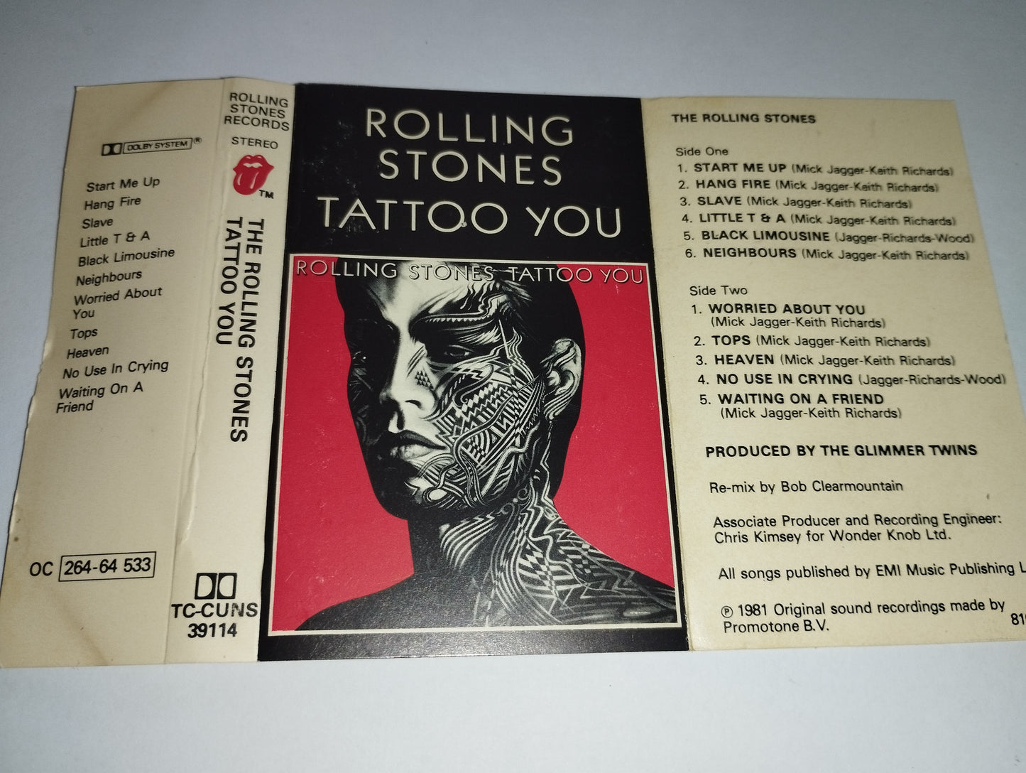 Tattoo You Rolling Stones Musicassetta
Edita nel 1981
Stampa inglese Cod.TC-CUNS 39114